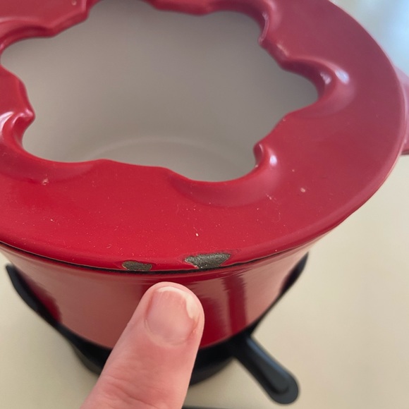 Crate&Barrel Kitchen Crate Barrel Fondue Set Red Cast Iron W Recipe